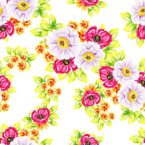 Seamless vintage style flower pattern. Floral elements in color - Wektor, obraz