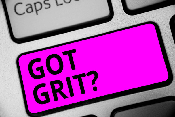 Writing note showing Got Grit question. Business photo showcasing A hardwork with perseverance towards the desired goal Keyboard purple key Intention computer computing reflection document - Photo, Image