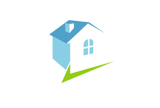 Verificar Home Logotipo Azul Símbolo Vetor Design Ilustração
 - Vetor, Imagem