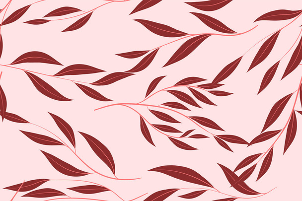 ユーカリのシームレスなパターン。パステル カラー デザインで夏の背景。ベクトルの葉枝。美しい花の要素。熱帯のヤシ。包装、印刷生地のユーカリ シームレス パターン. - ベクター画像