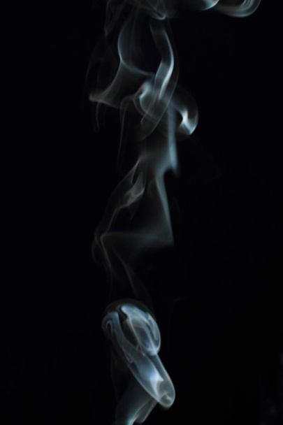 White smoke texture on black background - Fotó, kép