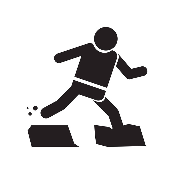 ロゴの他の概念を 1 つのポイントから開かれた脚とジャンプ男 web およびモバイル アプリケーションの設計のための白い背景の上分離された他のアイコン ベクトルに一点から開かれた足でジャンプ男 - ベクター画像