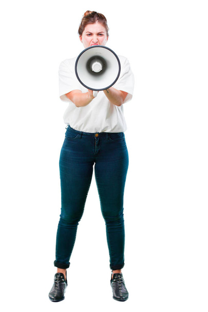 young beautiful girl with a megaphone - Fotografie, Obrázek