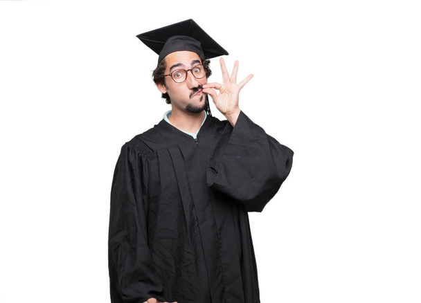 graduate bearded man looking angry, unhappy and frustrated, gesturing furiously, feeling upset and annoyed. - Foto, Imagem
