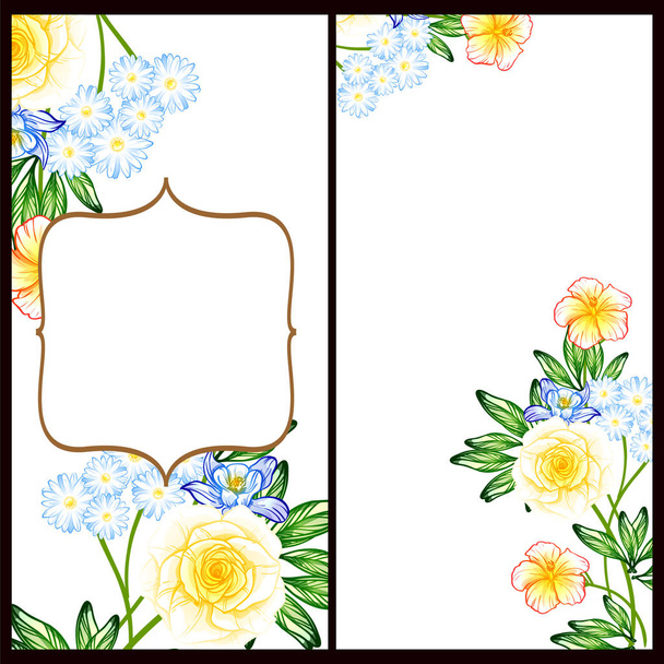 Vintage style flower wedding cards set. Floral elements in color - Вектор,изображение