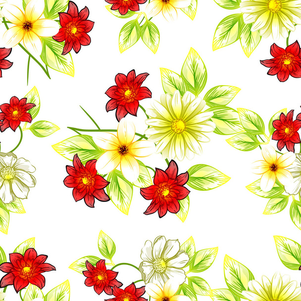 Naadloze vintage stijl bloemenpatroon. Floral elementen in kleur - Vector, afbeelding