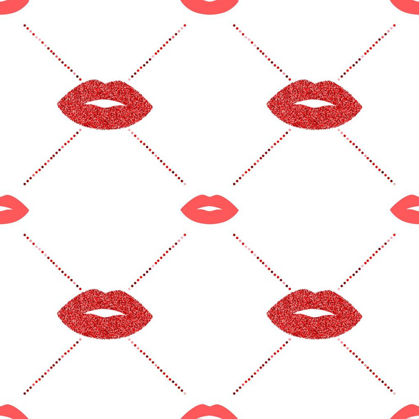 Lippen met glitter vector patroon - Vector, afbeelding