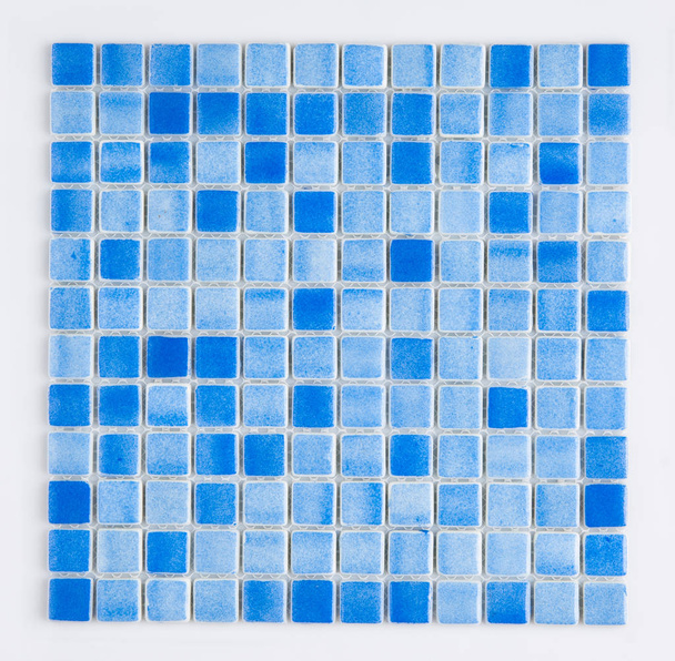 little blue ceramic tile, top view, majolica. for the catalog - Photo, Image