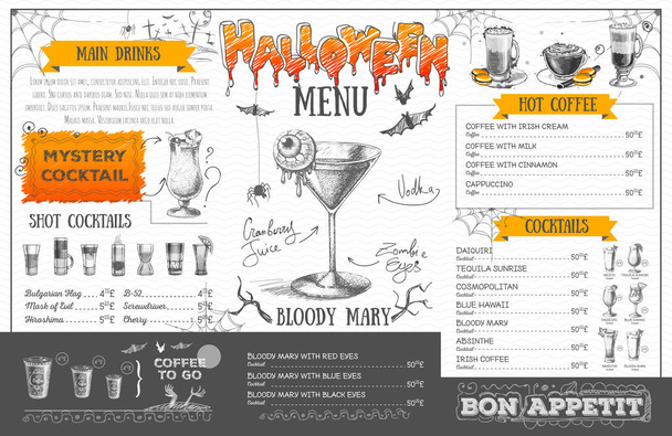 Vintage halloween menu design. Restaurant menu - Vector, Image