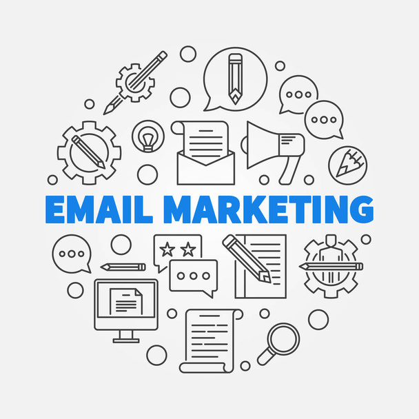 Email Marketing round vector concept line illustration - Διάνυσμα, εικόνα