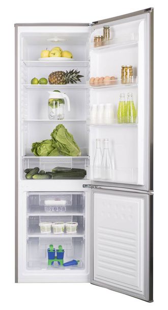 Open fridge full of fresh fruits and vegetables, healthy food background, organic nutrition, health care, dieting concept - Foto, afbeelding