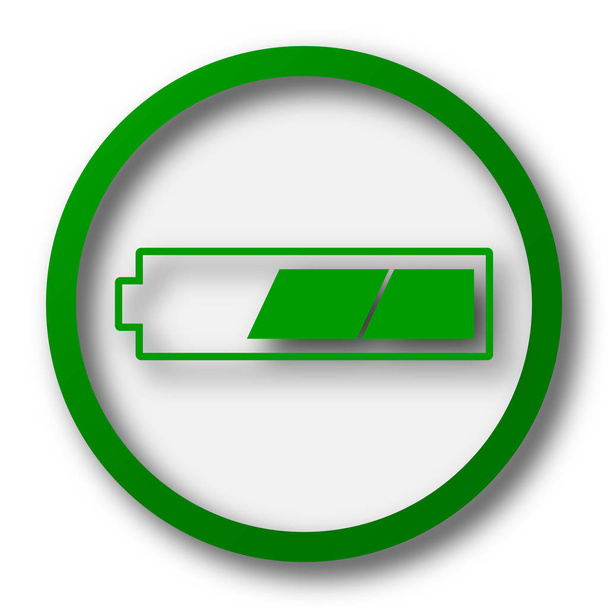 Icône de batterie chargée 2 tiers. Bouton Internet sur fond blanc
 - Photo, image