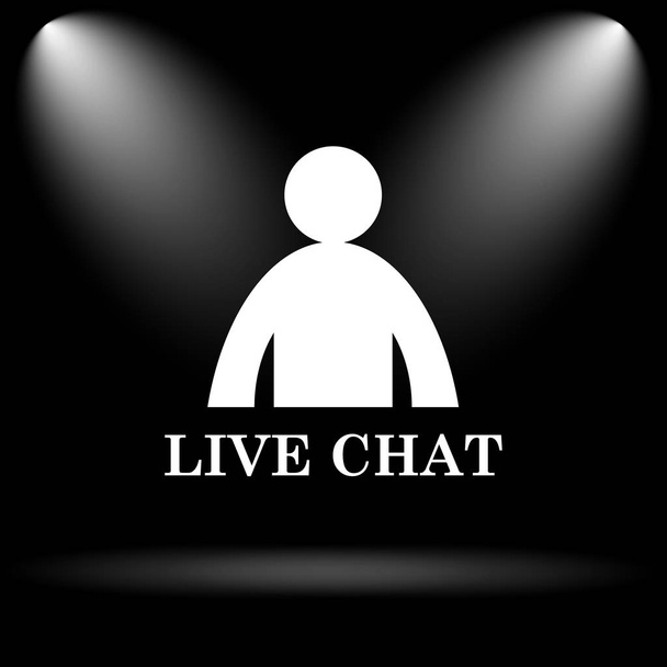 Icono de chat en vivo. Botón de Internet sobre fondo negro
 - Foto, imagen
