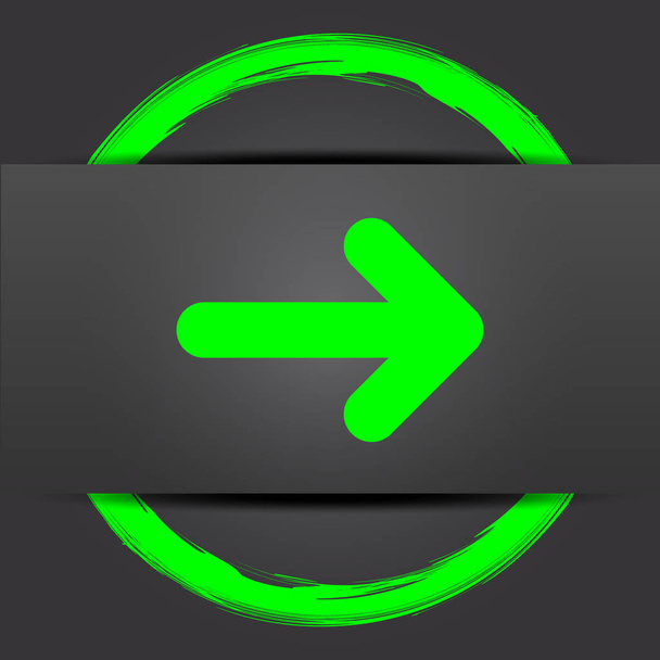 Right arrow icon. Internet button with green on grey background - Photo, Image