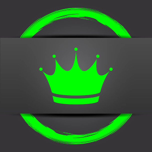 Εικονίδιο στέμμα. Internet κουμπί με το πράσινο στο γκρίζο φόντο - Φωτογραφία, εικόνα