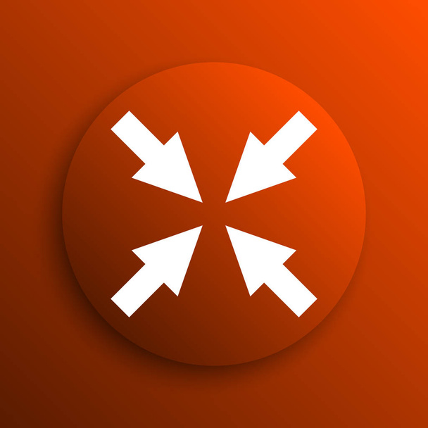 Exit full screen icon. Internet button on orange backgroun - Fotó, kép