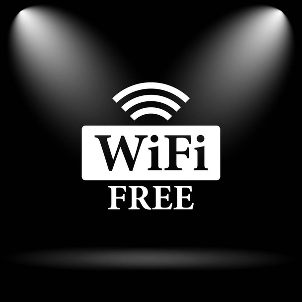 WIFI icono gratuito. Botón de Internet sobre fondo negro
 - Foto, Imagen