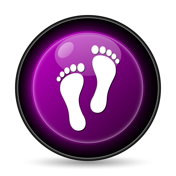 Icona impronta piede. Pulsante Internet su sfondo bianco
 - Foto, immagini