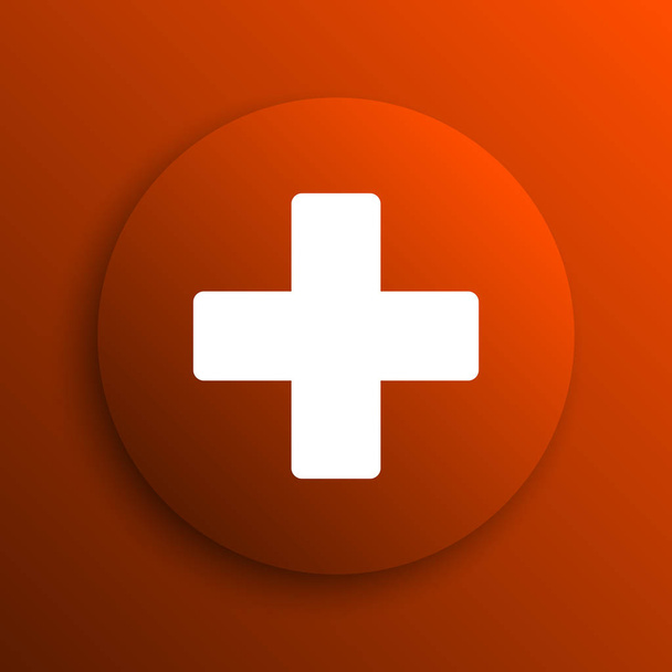 Icône croix médicale. Bouton Internet sur fond orange
 - Photo, image