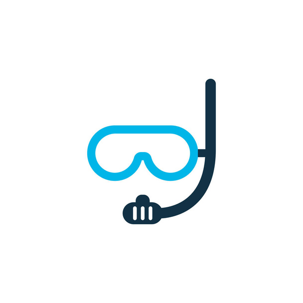 Подводная маска иконка цветной символ. Высококачественный изолированный элемент для подводного плавания в модном стиле
. - Вектор,изображение