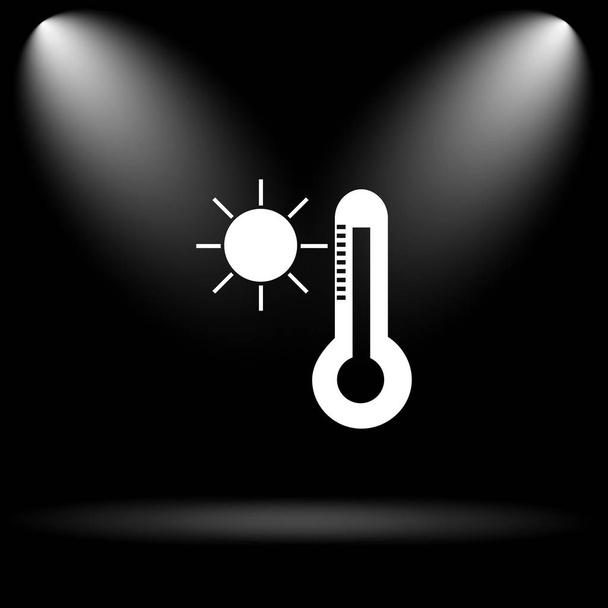 Icona sole e termometro. Pulsante Internet su sfondo nero
 - Foto, immagini