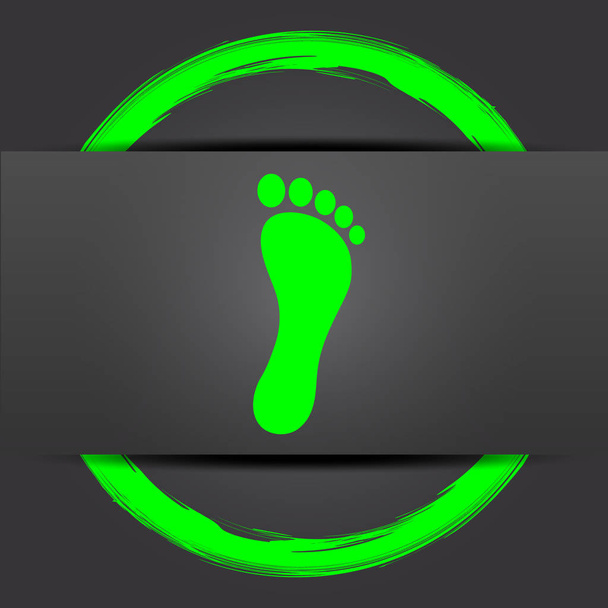 Lábfej nyomtatvány ikon. Internet gomb zöld, a szürke háttér - Fotó, kép
