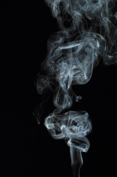 White smoke texture on black background - Photo, image