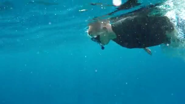 Young man snorkeling. - Footage, Video