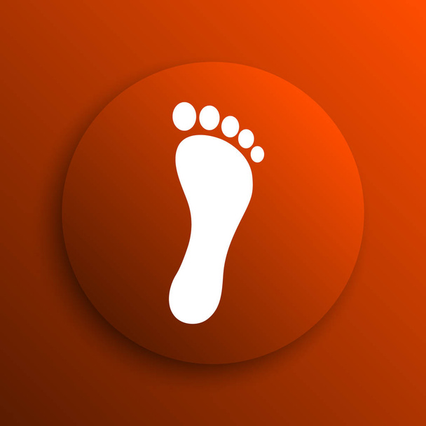 Fußabdruck-Symbol. Internet-Taste auf orangefarbenem Hintergrund - Foto, Bild