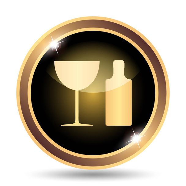Bottle and glass icon. Internet button on white background - Photo, Image