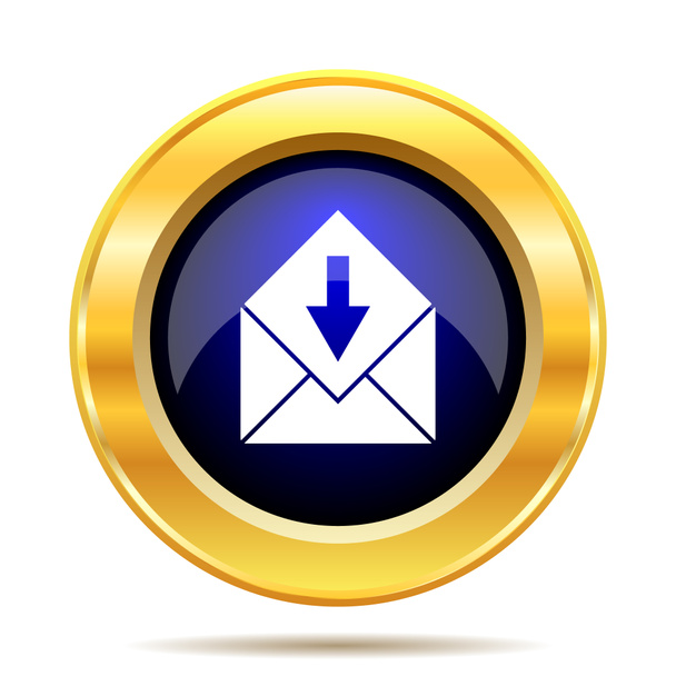 Ontvangen e-mailpictogram. Internet knop op witte achtergrond - Foto, afbeelding