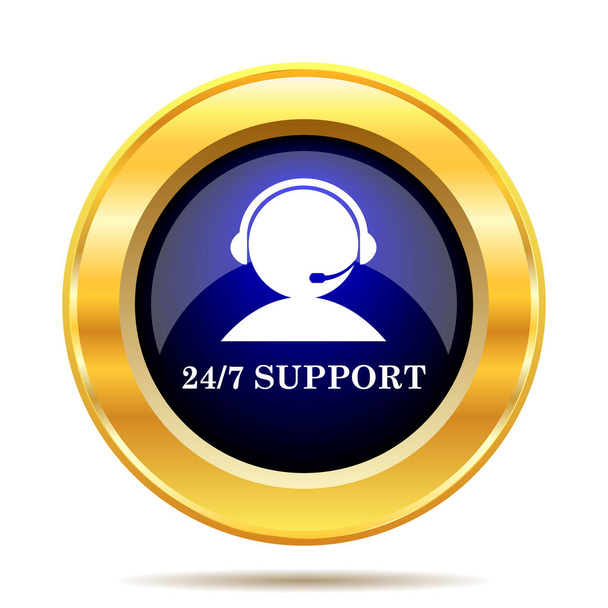 24-7 иконка поддержки. Кнопка Интернет на белом фоне
 - Фото, изображение