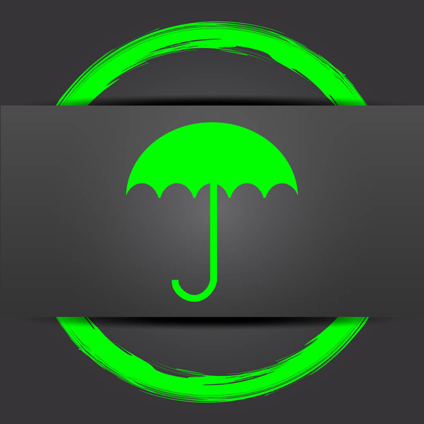Esernyő ikonra. Internet gomb zöld, a szürke háttér - Fotó, kép