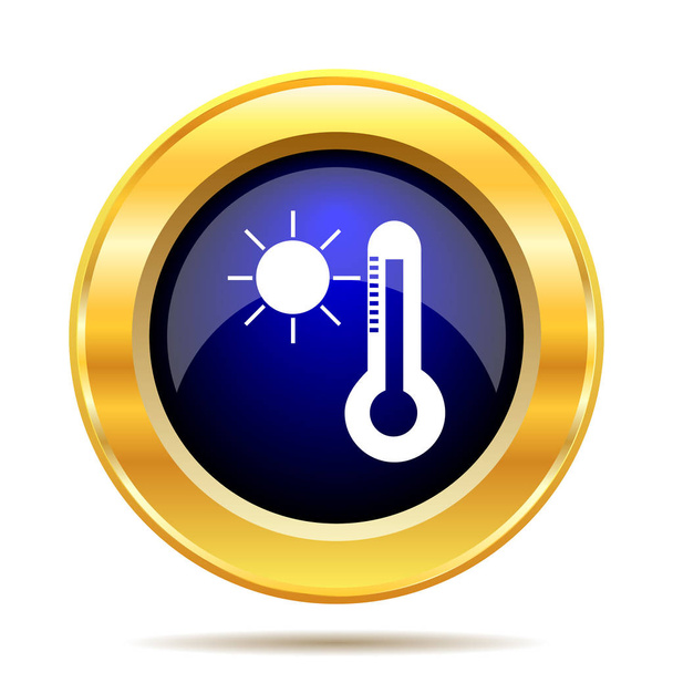 Zon en thermometer pictogram. Internet knop op witte achtergrond - Foto, afbeelding