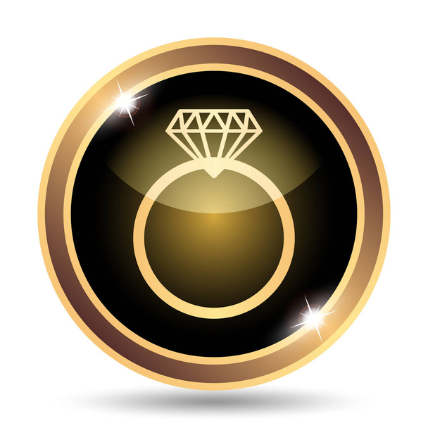 Gyémánt gyűrű. Internet gomb fehér háttér - Fotó, kép