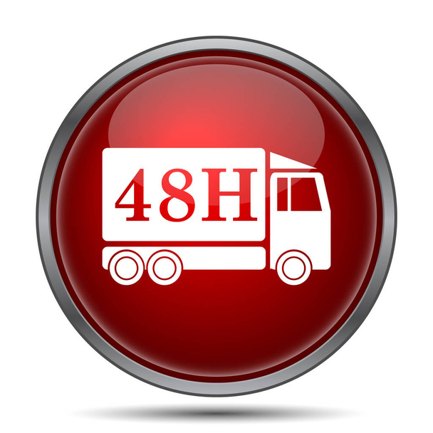 ícone do caminhão de entrega 48H. Botão de Internet no fundo branco
 - Foto, Imagem