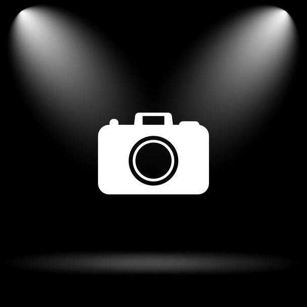 Photo camera icon. Internet button on black background - Photo, Image