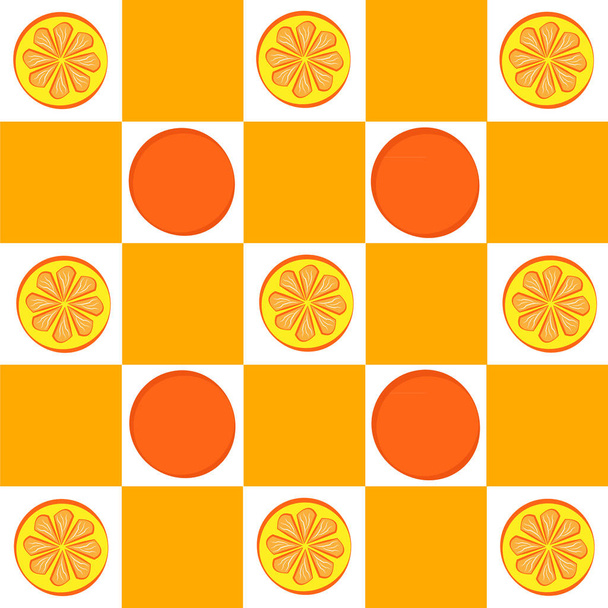 orange mit Schachbrett auf weißem Hintergrund. Vektorillustration. - Vektor, Bild