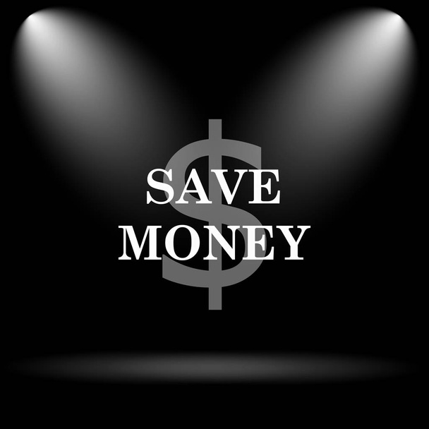 Ahorra dinero icono. Botón de Internet sobre fondo negro
 - Foto, imagen
