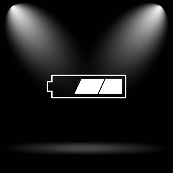 2 thirds charged battery icon. Internet button on black background - Photo, Image