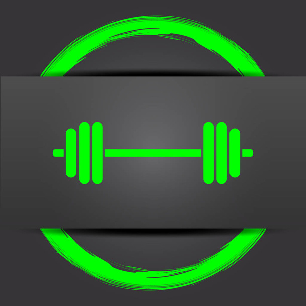 Weightlifting icon. Internet button with green on grey background - Photo, Image