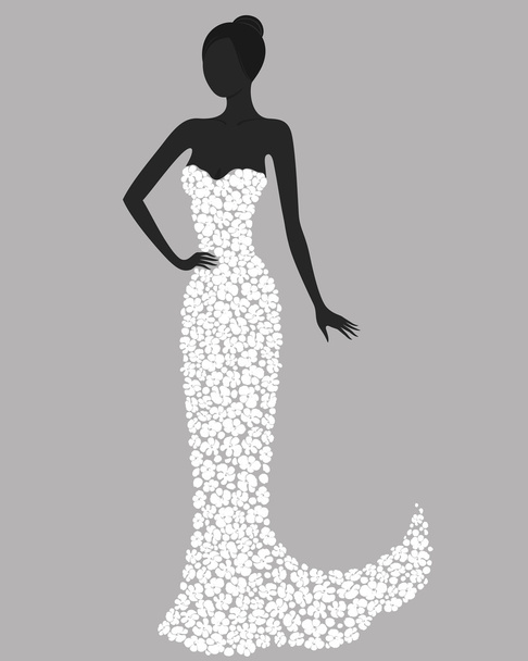 Magnifique fille en robe de fleur blanche
 - Vecteur, image