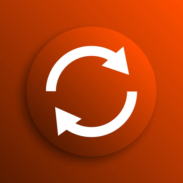 Reload two arrows icon. Internet button on orange backgroun - Photo, Image