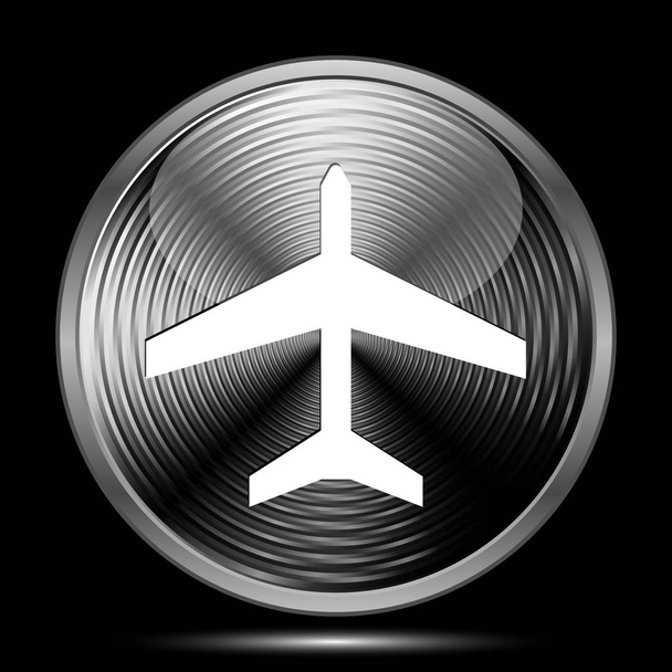 Plane icon. Internet button on black background - Photo, Image