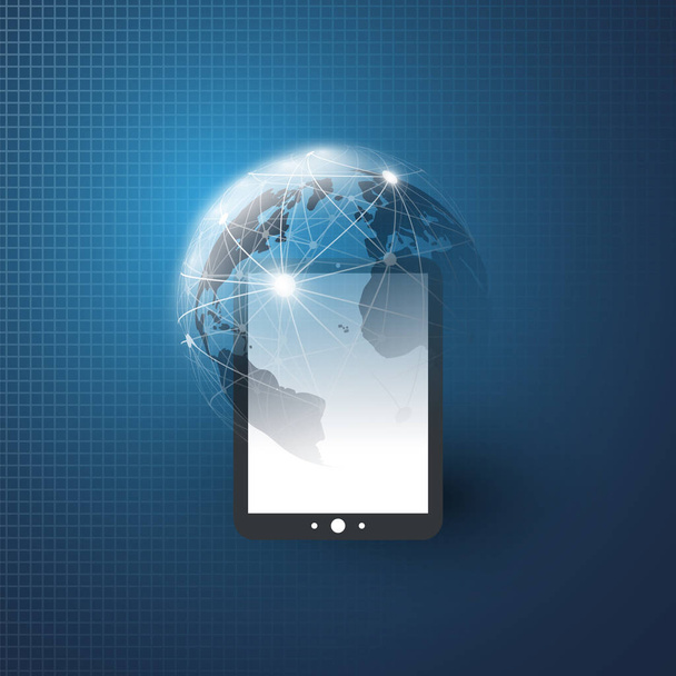 Cloud Computing koncepce designu s Earth zeměkoule a Tablet Pc - digitální síťová připojení, technické zázemí - Vektor, obrázek
