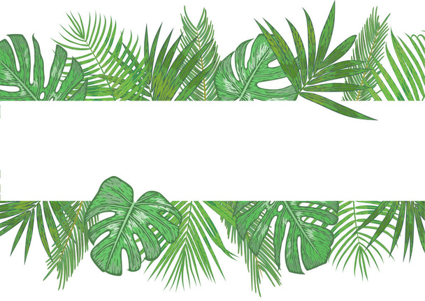 Vector tropical banner, frame, wedding invitation, label, postca - Вектор,изображение