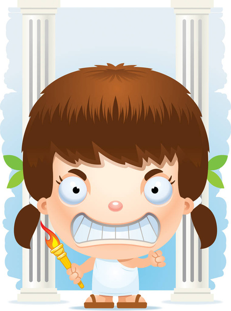 Un cartone animato illustrazione di una ragazza olimpica con un'espressione arrabbiata
. - Vettoriali, immagini