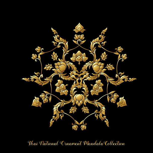 Gold mandala of traditional Thai ornament. Stock illustration. - Vektör, Görsel