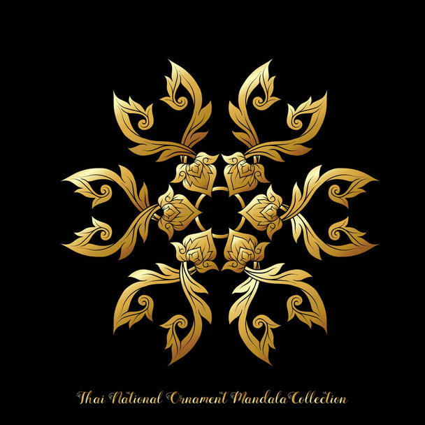 Gold mandala of traditional Thai ornament. Stock illustration. - Vector, afbeelding