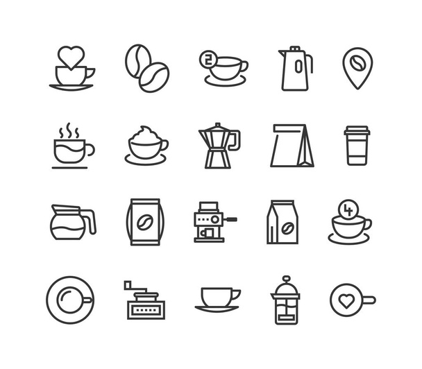 Simple Set of Coffee Related Vector Line Icons. Editable Stroke. 48x48 Pixel Perfect. - Vector, Image